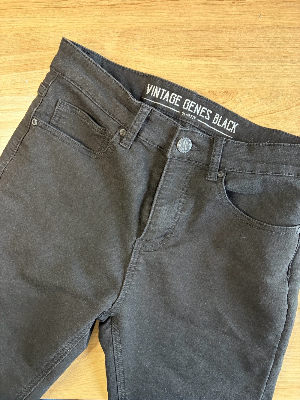 Vintage Genes Black Slim Fit Jeans Mens 30x30 Stretch Black Denim VGB